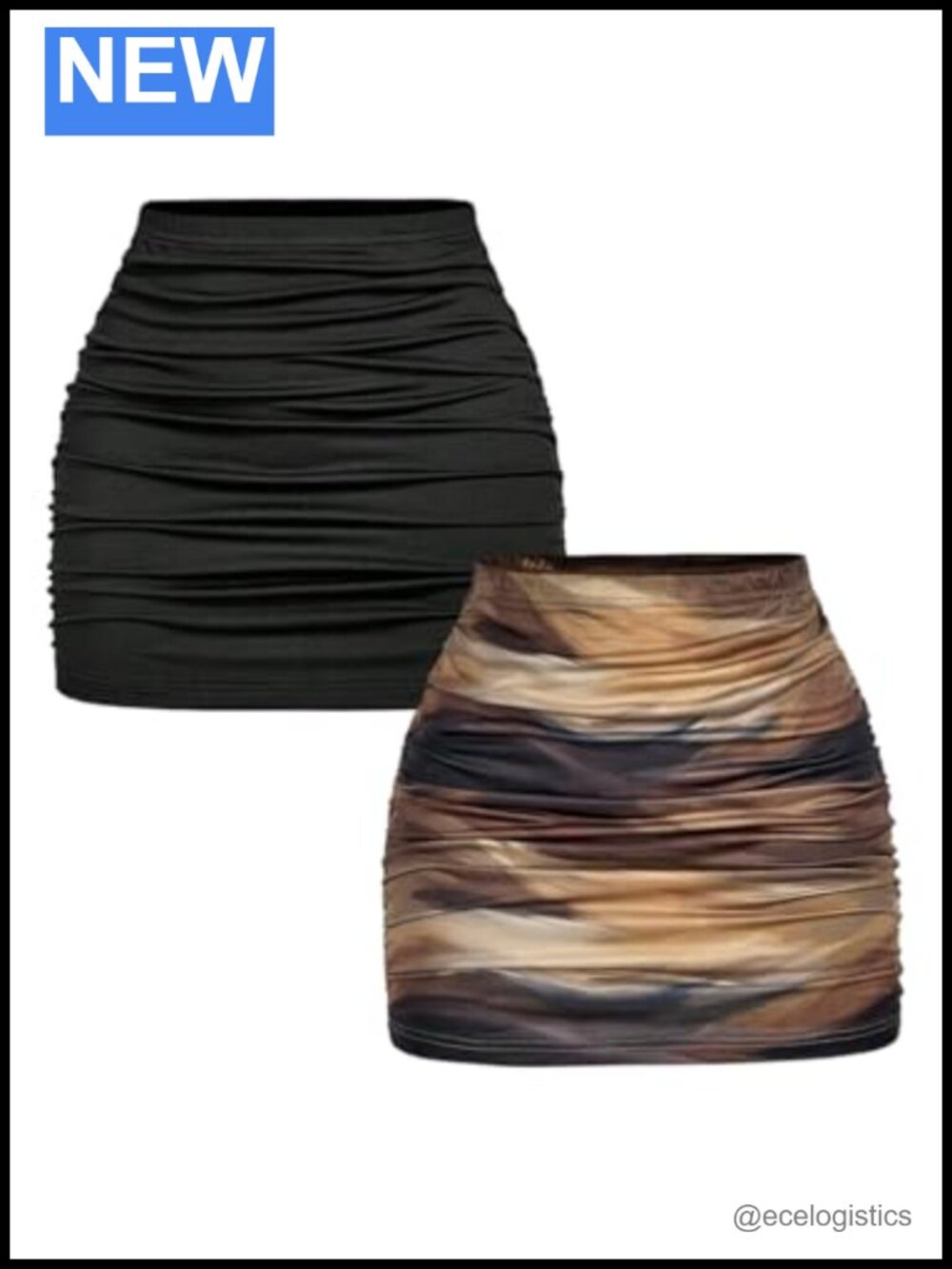 High Waisted Bodycon Mini Skirt Ruched Tie Dye 2 Piece Y2k Summer Outfit